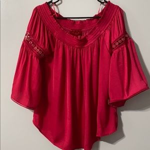 Pink Of shoulder blouse
